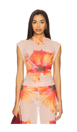 Good American - Gauze Mesh Mock Neck Tank Top