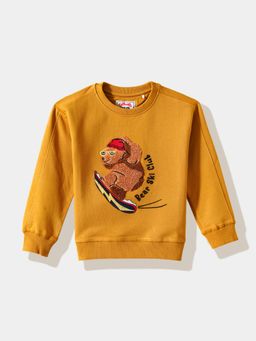 R&B - Mustard Yellow Graphic Embroidered Boys Sweatshirt