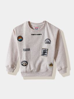 R&B - Beige Applique Detail Regular Boys Sweatshirt