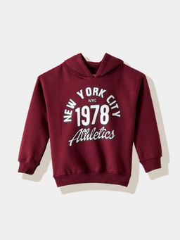 R&B - Wine Text Print Relaxed Boys Hoodie