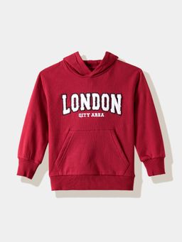 R&B - Red Embroidered Relaxed Hoodie