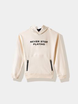 R&B - Beige and Black Typo Detail Boys Hoodie