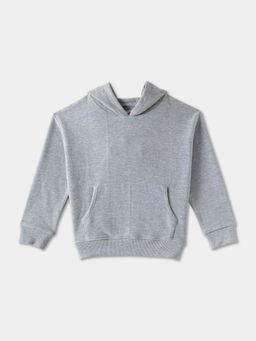 R&B - Grey Solid Relaxed Boys Hoodie
