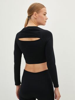 LC WAIKIKI - Crew Neck Solid Long Sleeve Crop Seamless Womens Outdoor T-Shirt