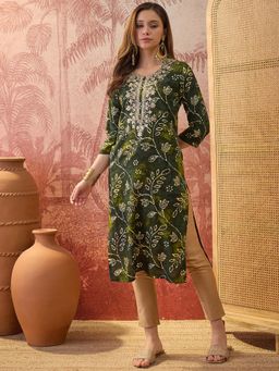 Four Steps - Green Embroidered Kurta