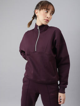 Fitkin - Women Purple Regular Fit Fleece Sweatshirt