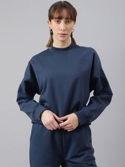 Fitkin - Women Blue Crew Neck Regular Fit Sweatshirt
