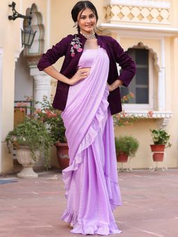 Lavanya The Label - Lilac Jacket Saree with Stitched Blouse