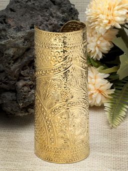 Moedbuille - Handcrafted Engraved Design Oxidised Gold Plated Tribal Cuff