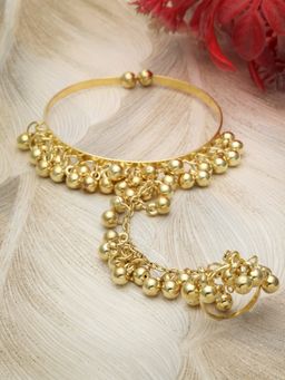 Moedbuille - Ghungroo Studded Antique Design Gold Plated Kasmiri Haathphool
