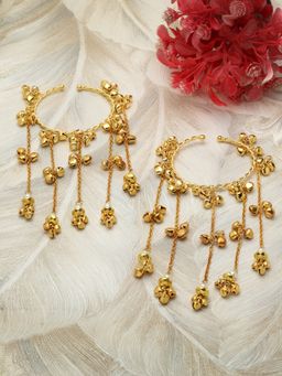 Moedbuille - Ghungroo Studded Antique Tasselled Design Gold Plated Bangle Bracelets (Pack of 2)