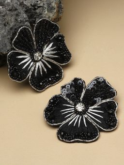 Moedbuille - Handcrafted Beads and Sequins Studded Contemporary Floral Design Earrings
