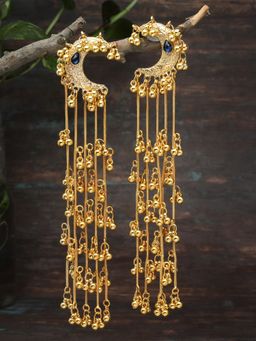 Moedbuille - Antique Design Gold Plated Kashmiri Tasselled Earrings