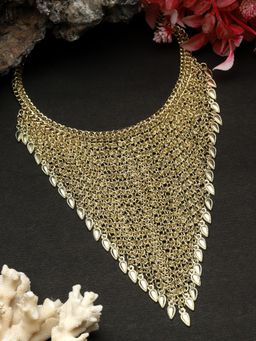 Moedbuille - Handcrafted Layered Antique Design Oxidised Gold Plated Link Necklace