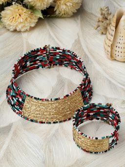 Moedbuille - Beads Studded Handcrafted Contemporary Bohemian Design Layered Jewellery Set