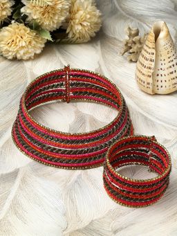 Moedbuille - Beads Studded Handcrafted Contemporary Bohemian Design Layered Jewellery Set