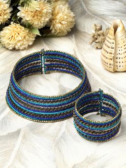 Moedbuille - Beads Studded Handcrafted Contemporary Bohemian Design Layered Jewellery Set