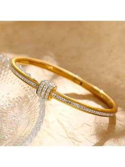Jazz and Sizzle - Gold Plated Ad Studded Stainless Bangle Style Bracelet