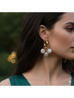 Jazz and Sizzle - Trendy Gen-Z Gold Plated Stainless Steel Black Floral Earrings