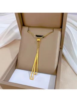 Jazz and Sizzle - Gold Plated Stainless Steel Triangle Tassel Pendant Chain Necklace
