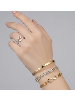 Jazz and Sizzle - Hug Rings Cuff Wrap Around Hand Love And Gold Plated Cz Studded Infinity