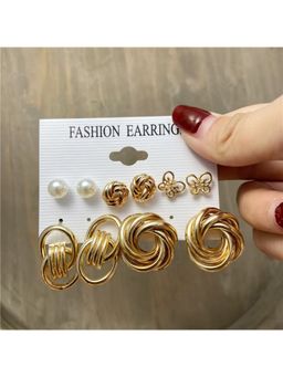 Jazz and Sizzle - Gold Plated Lavender Crystal Square Drop Earrings For Women (Pack of 5)