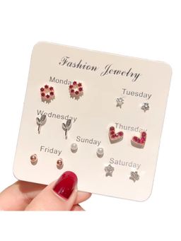 Jazz and Sizzle - 7 Days Theme Multi Design Stud Earrings Set For Women (Pack of 7)