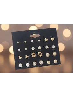 Jazz and Sizzle - All Things Silver Diamond Triangle Heart Inlaid 12 Pairs Stud Earrings (Pack of 12)