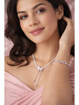 Jazz and Sizzle - Sterling Silver Butterfly Pendant Necklace And Infinity Bracelet