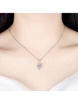 Jazz and Sizzle - Sterling Heart-Shaped Zircon Pendant Necklace For Women