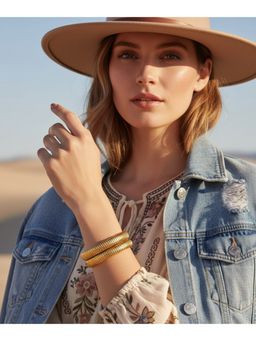 Jazz and Sizzle - Portable Chunky Gold Brass Antique Imitation Cuff Bangle Style Spiral Bracelet