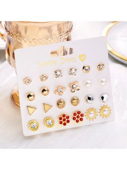 Jazz and Sizzle - 2026 New Alloy Flower Heart Strawberry Diamond Earrings (Pack of 12)