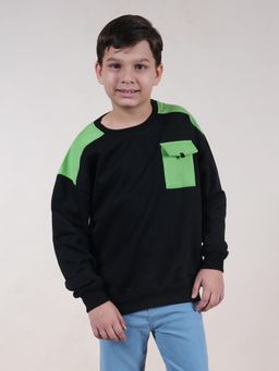 KiddoPanti - Boys Drop Shoulder Round Neck Sweatshirts with Front Pocket