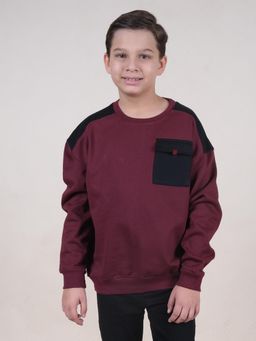KiddoPanti - Boys Drop Shoulder Round Neck Sweatshirts with Front Pocket