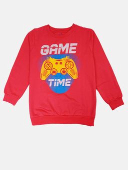 KiddoPanti - Boys Chest Print Round Neck Sweatshirt