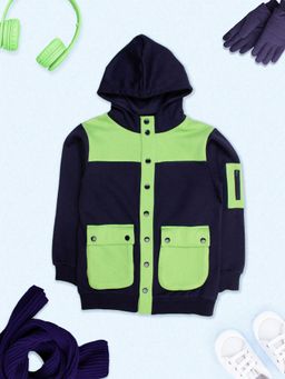 KiddoPanti - Boys Front Button Open Bellow Cargo Pocket Hoodies