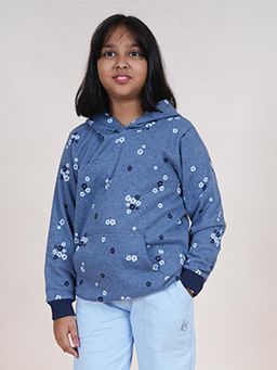 KiddoPanti - Girls Fleece Full Sleeves Floral Printed Hoodies