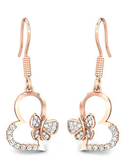 Candere by Kalyan Jewellers - 18K BIS Hallmark Rose Gold and Diamond Butterfly Earrings