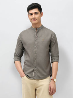 U.S. Polo Assn. Denim Co. - Men Twill Pure Cotton Mandarin Shirt