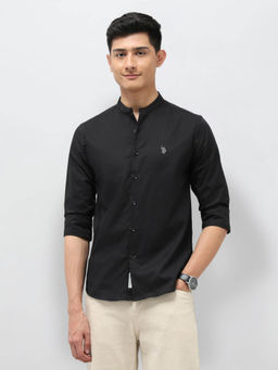 U.S. Polo Assn. Denim Co. - Men Solid Regular Fit Mandarin Shirt