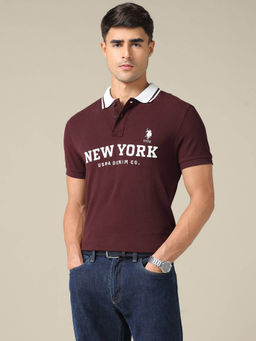 U.S. Polo Assn. Denim Co. - Men Typographic Printed Muscle Fit Polo Shirt