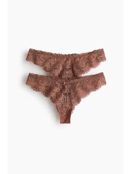H&M - Women Brown 2-Pack Lace Brazilian Briefs