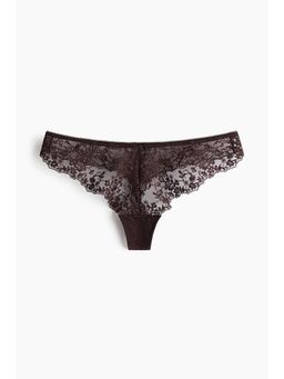 H&M - Women Brown Embroidered Thong Briefs