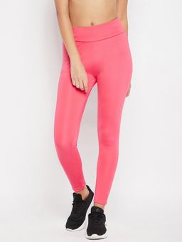 Clovia - Snug Fit High Rise Active Tights In Blush Pink