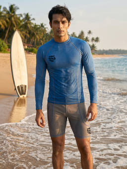Trove Label - Blue Solid Slim Fit Tshirt and Shorts