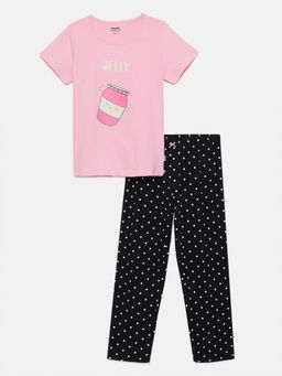 mackly - Girls Printed Pyjama - Pink (Set of 2)