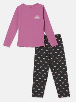 mackly - Girls Printed Pyjama - Lavender (Set of 2)
