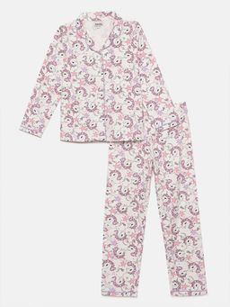 mackly - Girls Printed Pyjama - White (Set of 2)