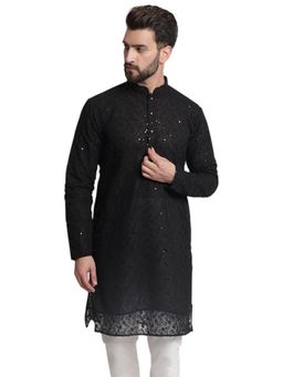 Treemoda - Designer Black Georgette Chikankari Kurta For Men
