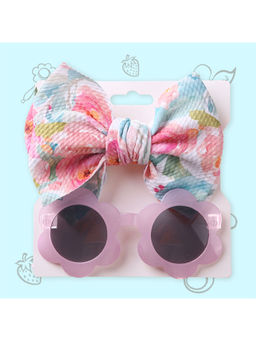 Polka Tots - Floral Print Bow Headband & Sunglass Set Of 2 - Multicolor (2-4 Years)